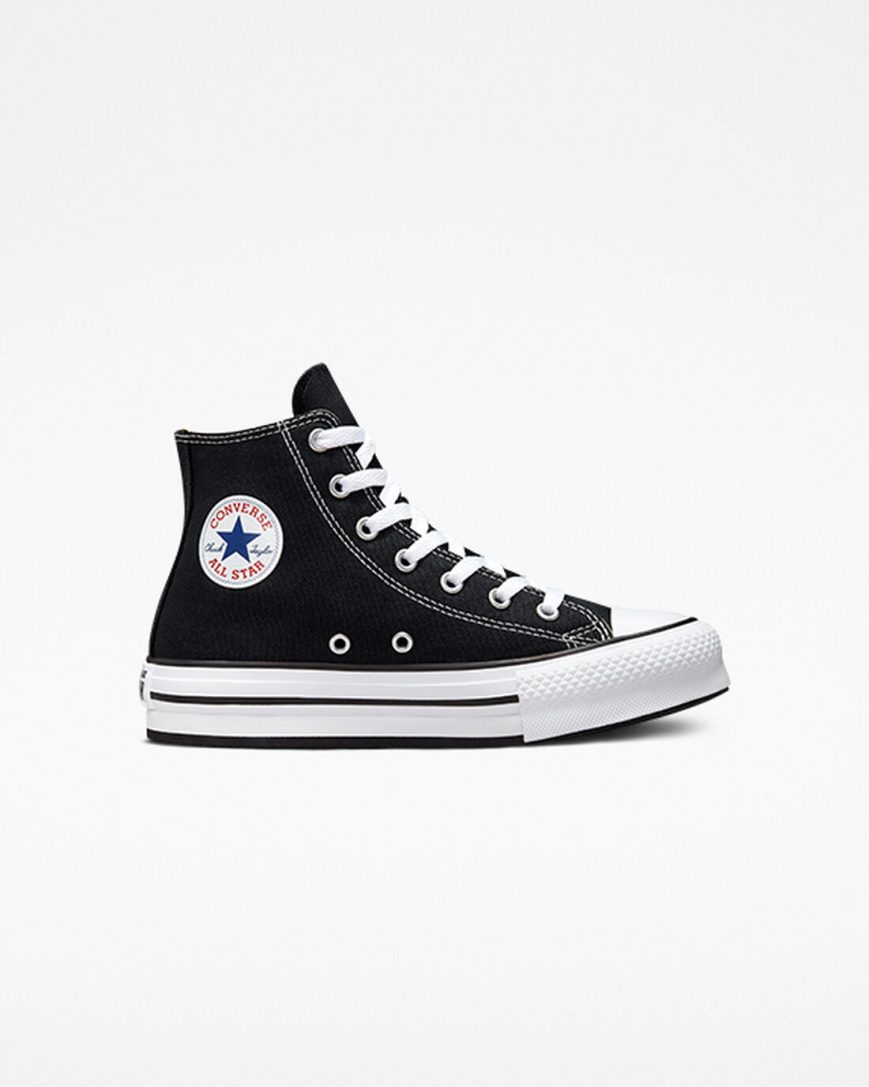 Topanky Na Platforme Converse Chuck Taylor All Star Lift Vysoke Dievcenske Čierne Biele Čierne | SK DFQHB5